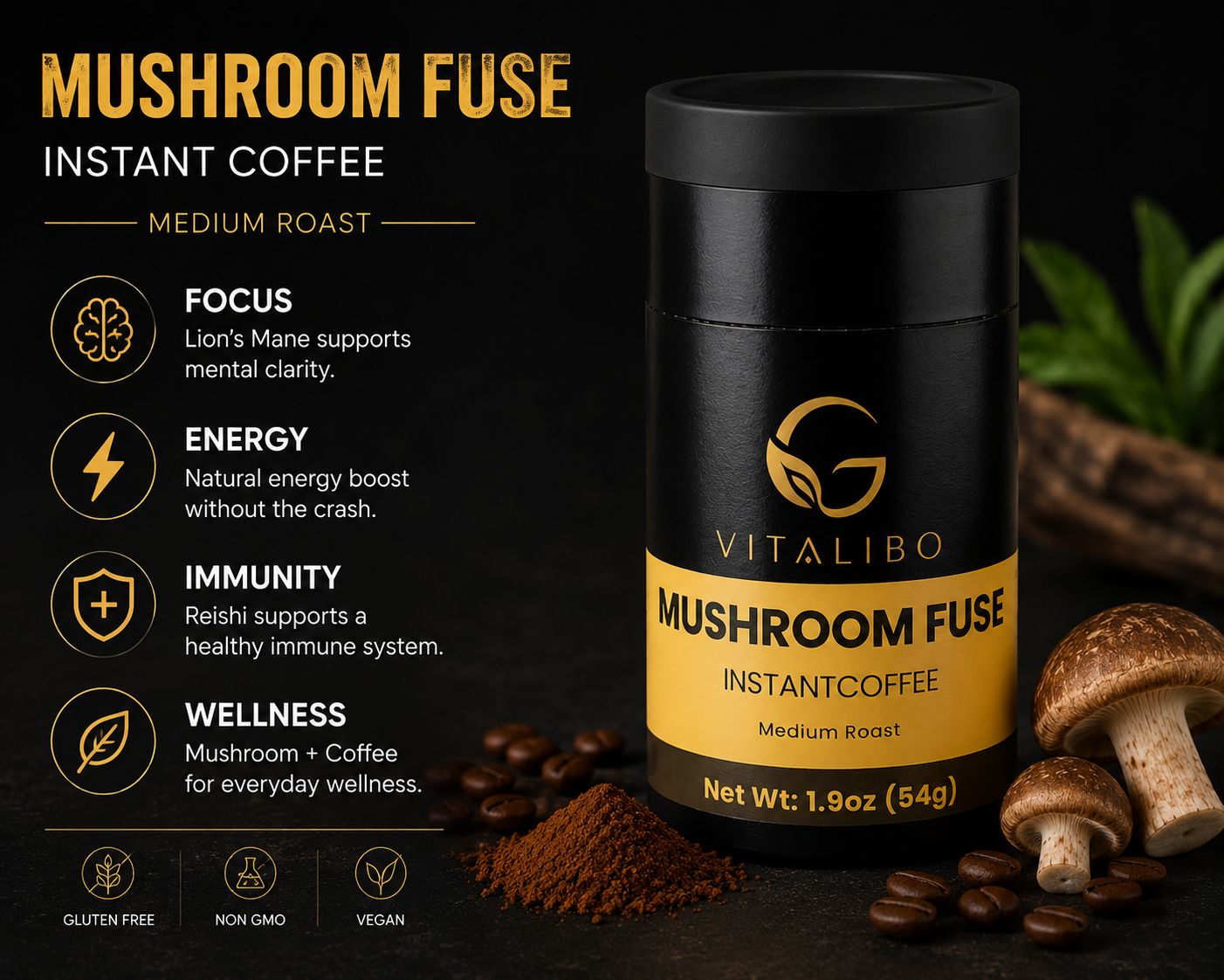 Mushroom Fuse Instant Coffee (Medium Roast)